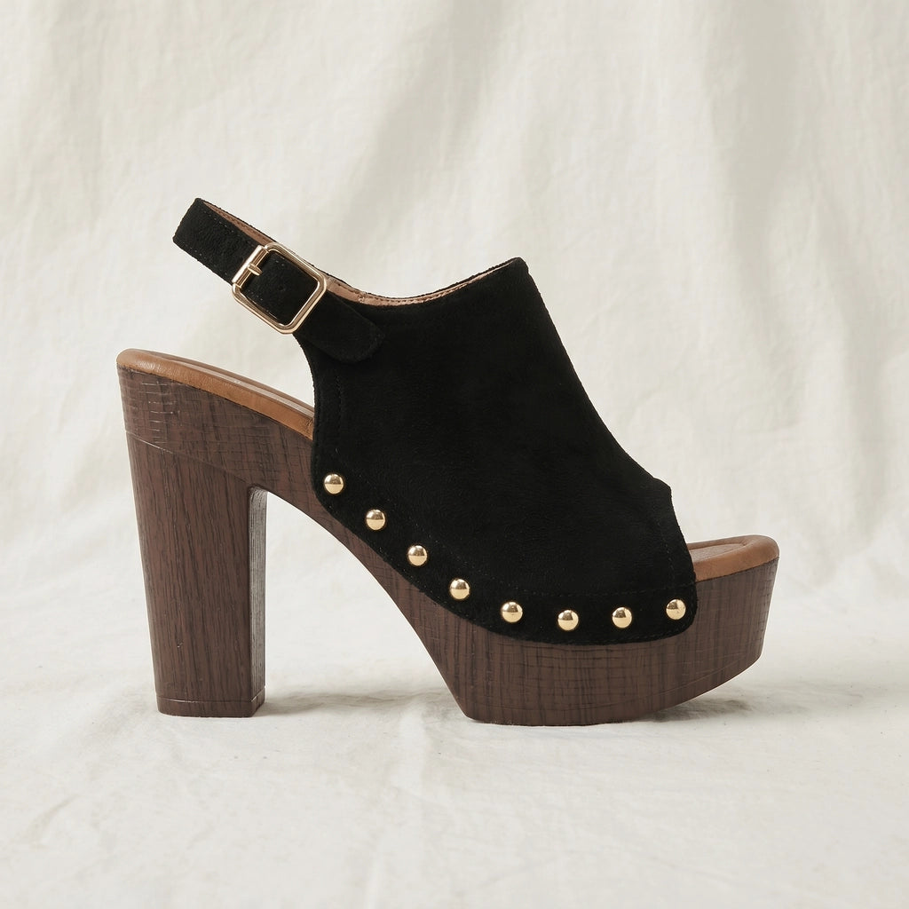 Black Greer Studded Block-Heel Mules 1