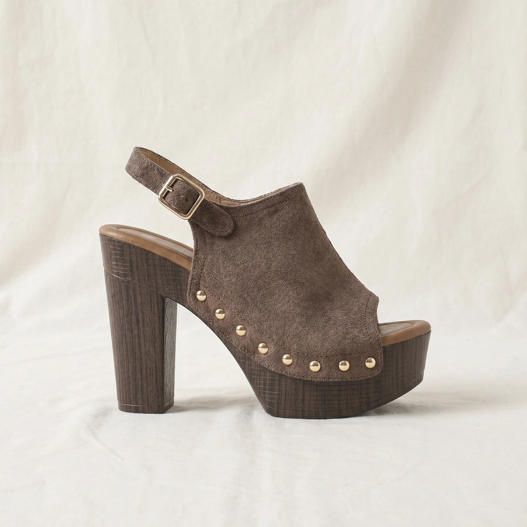Dark Brown Greer Studded Block-Heel Mules 2