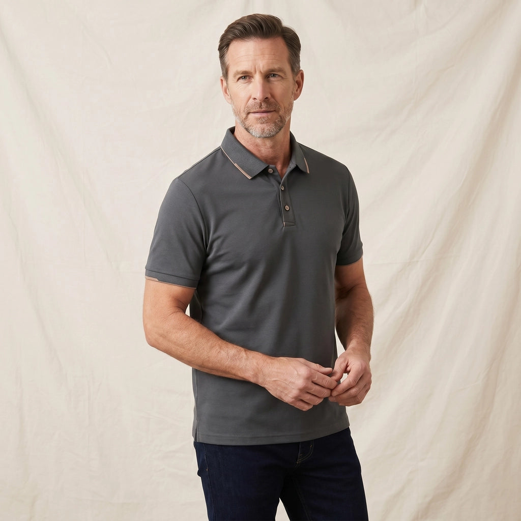 Charcoal Walcott Cotton Piqué Polo Shirt 3
