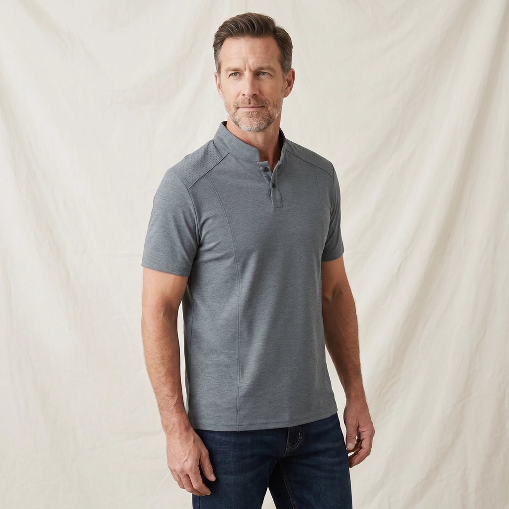 Gray Oswald Stand Collar T-Shirt 3
