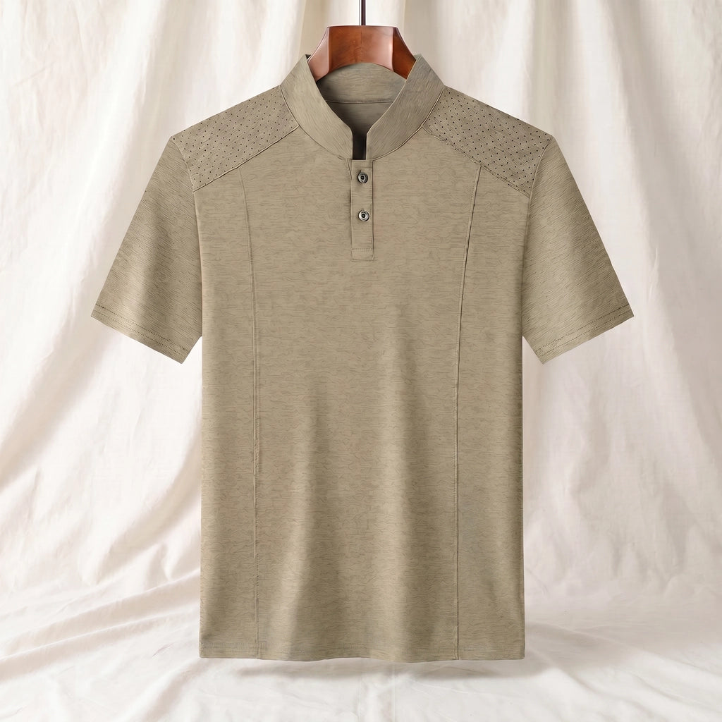 Khaki Oswald Stand Collar T-Shirt 3