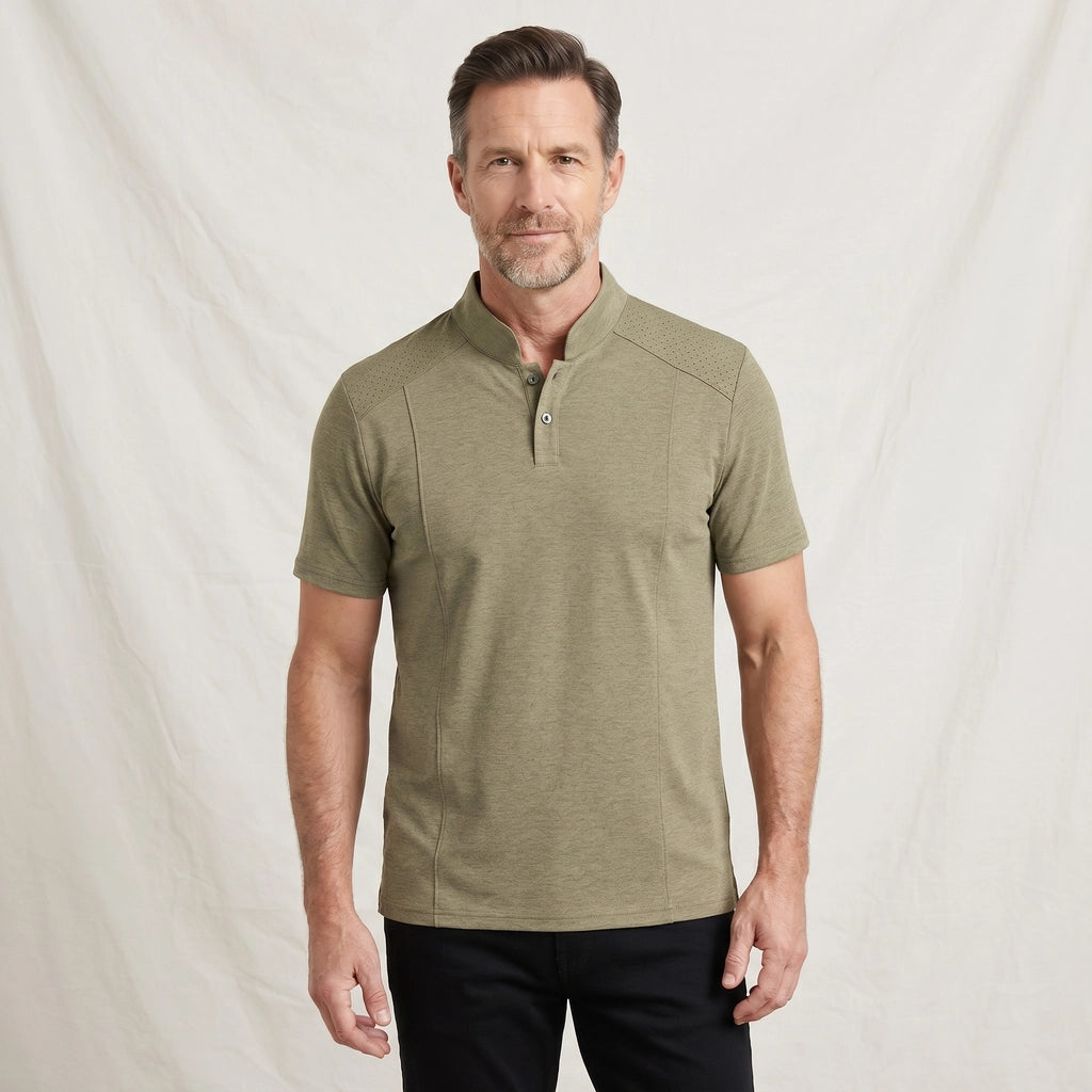 Khaki Oswald Stand Collar T-Shirt 1