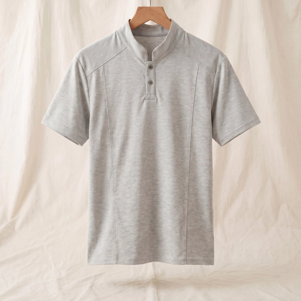Heather Grey Oswald Stand Collar T-Shirt 3