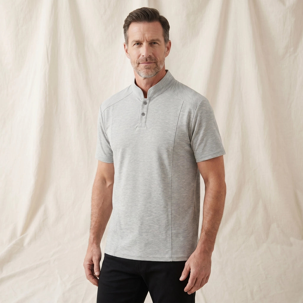 Heather Grey Oswald Stand Collar T-Shirt 3