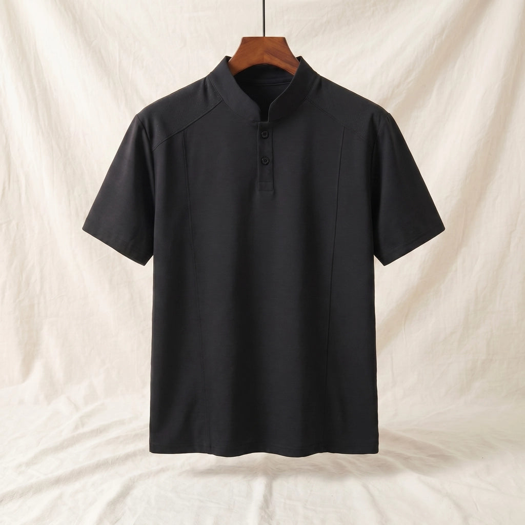 Black Oswald Stand Collar T-Shirt 3