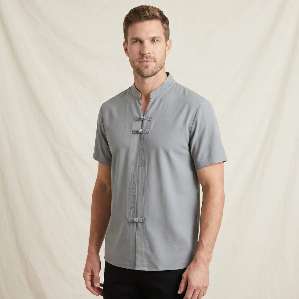 Light Gray Briggs Mandarin Collar T-Shirt 3