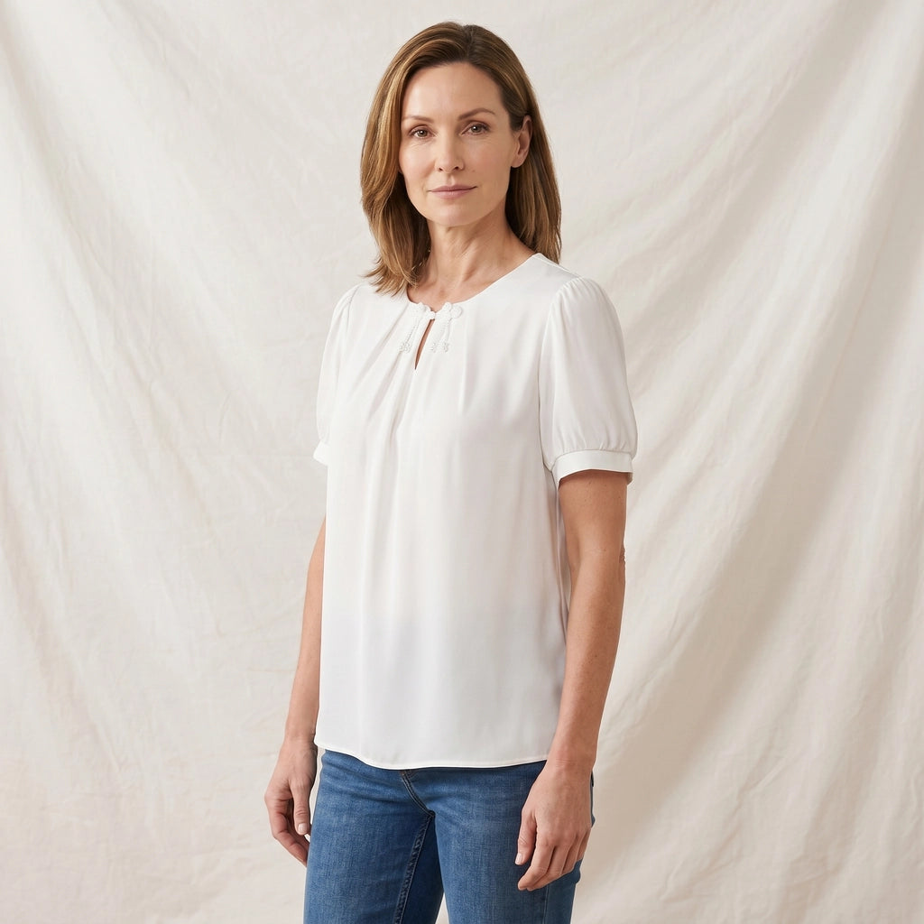White Elara Vance Silk Blouse 2