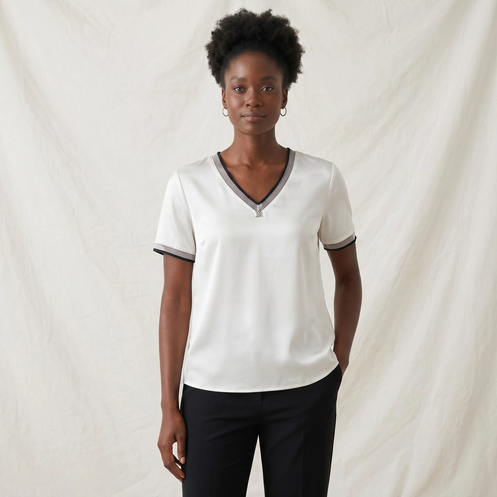Champagne Marisol Mesh V-Neck Top 3