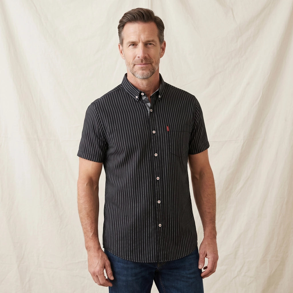 Black Stripe Easton Cotton Striped Shirt 4