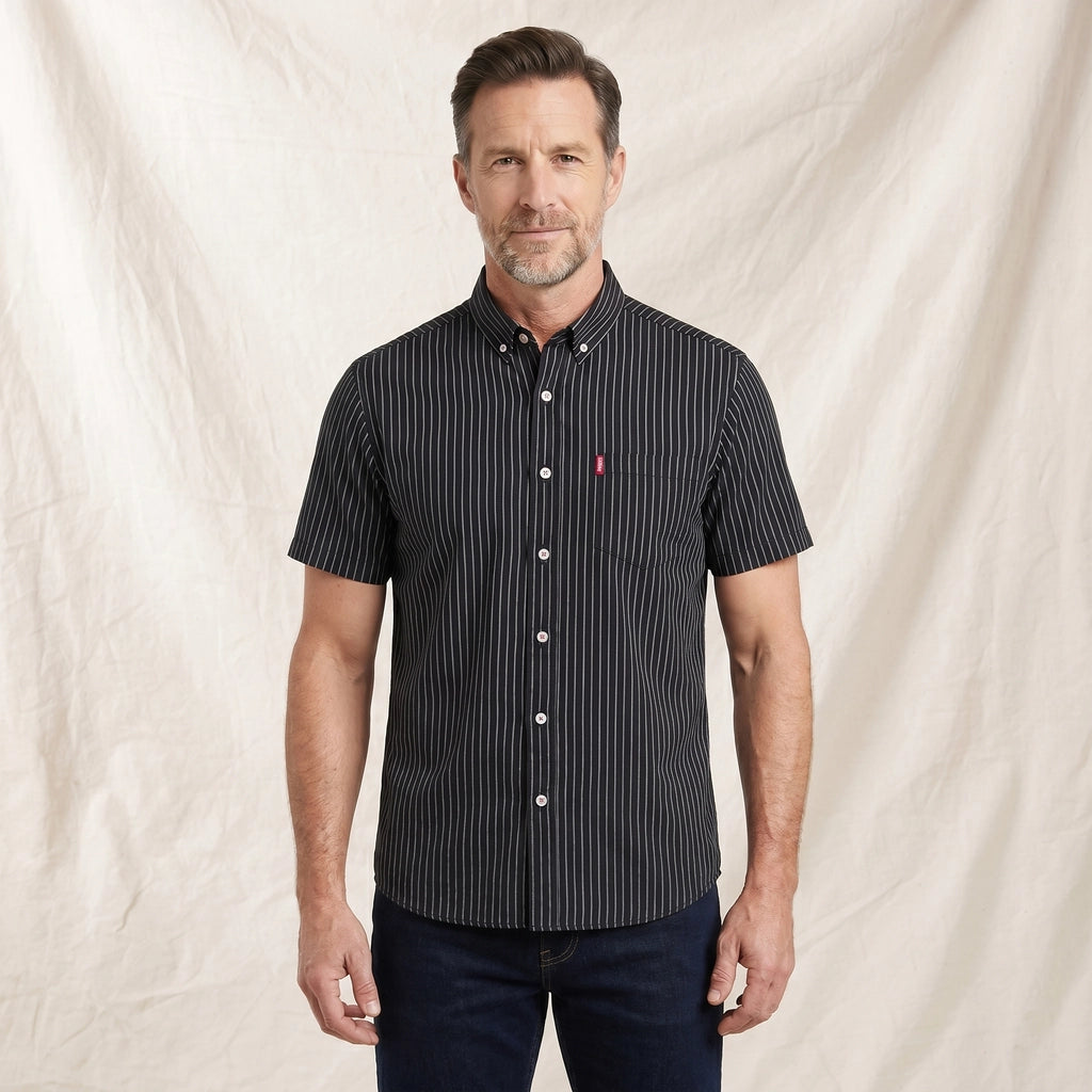 Black Easton Cotton Striped Shirt 4