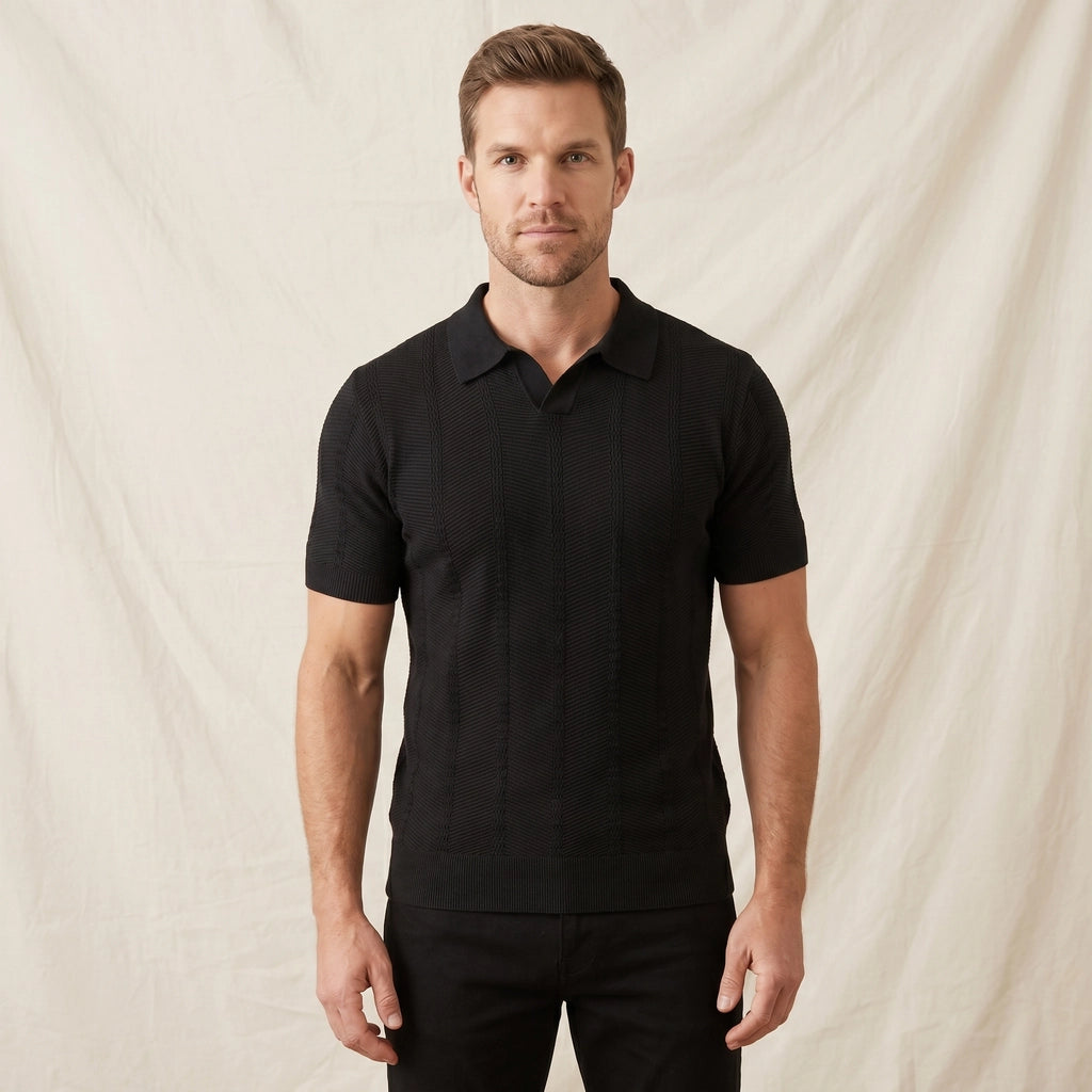 Black Dylan Silk Knit Polo 3