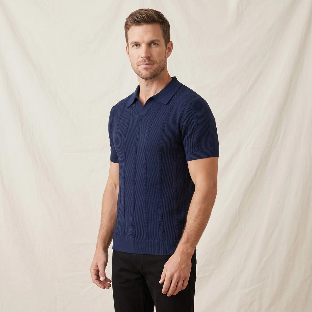 Royal Blue Dylan Silk Knit Polo 3