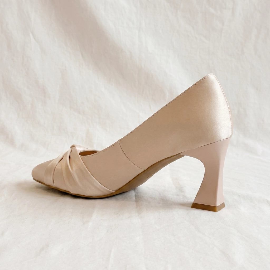 Satin Nude 7cm Monroe Square-Toe Block Heels 4