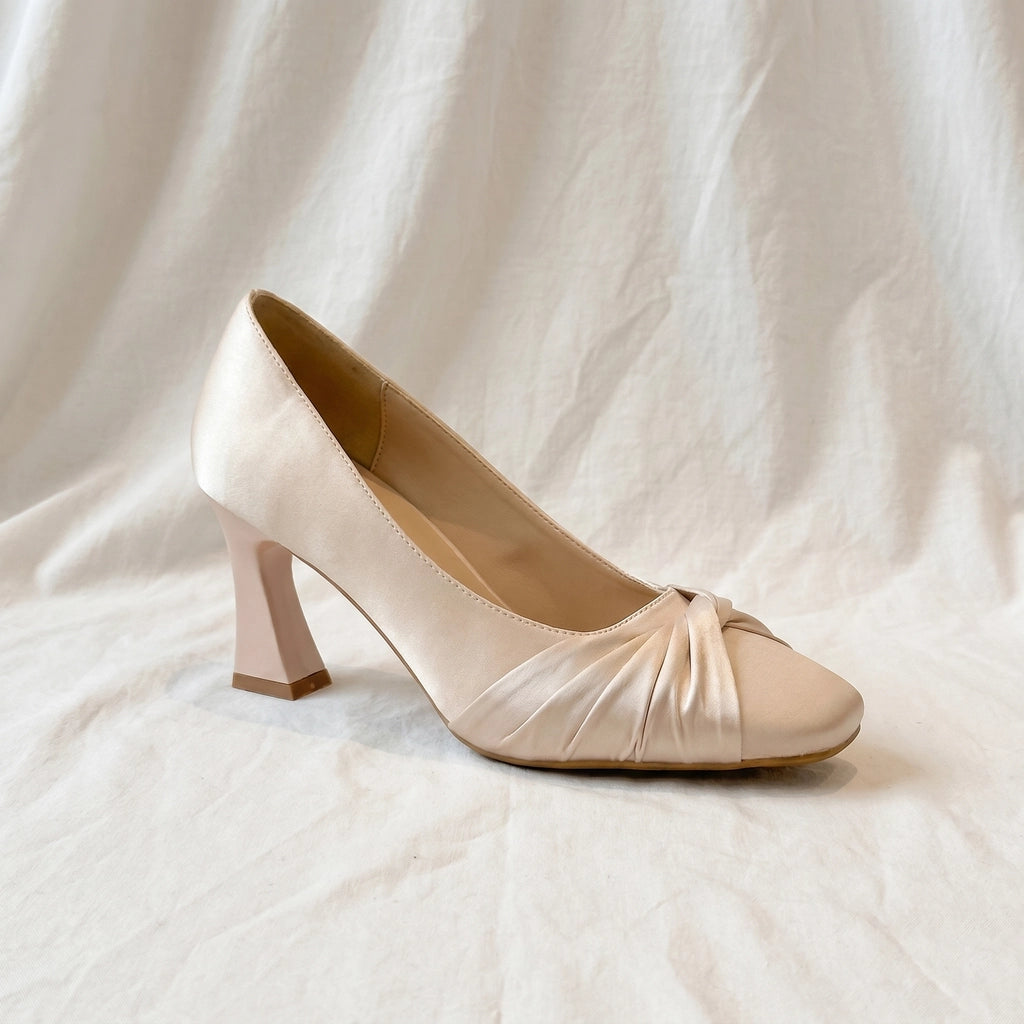 Satin Nude 7cm Monroe Square-Toe Block Heels 2