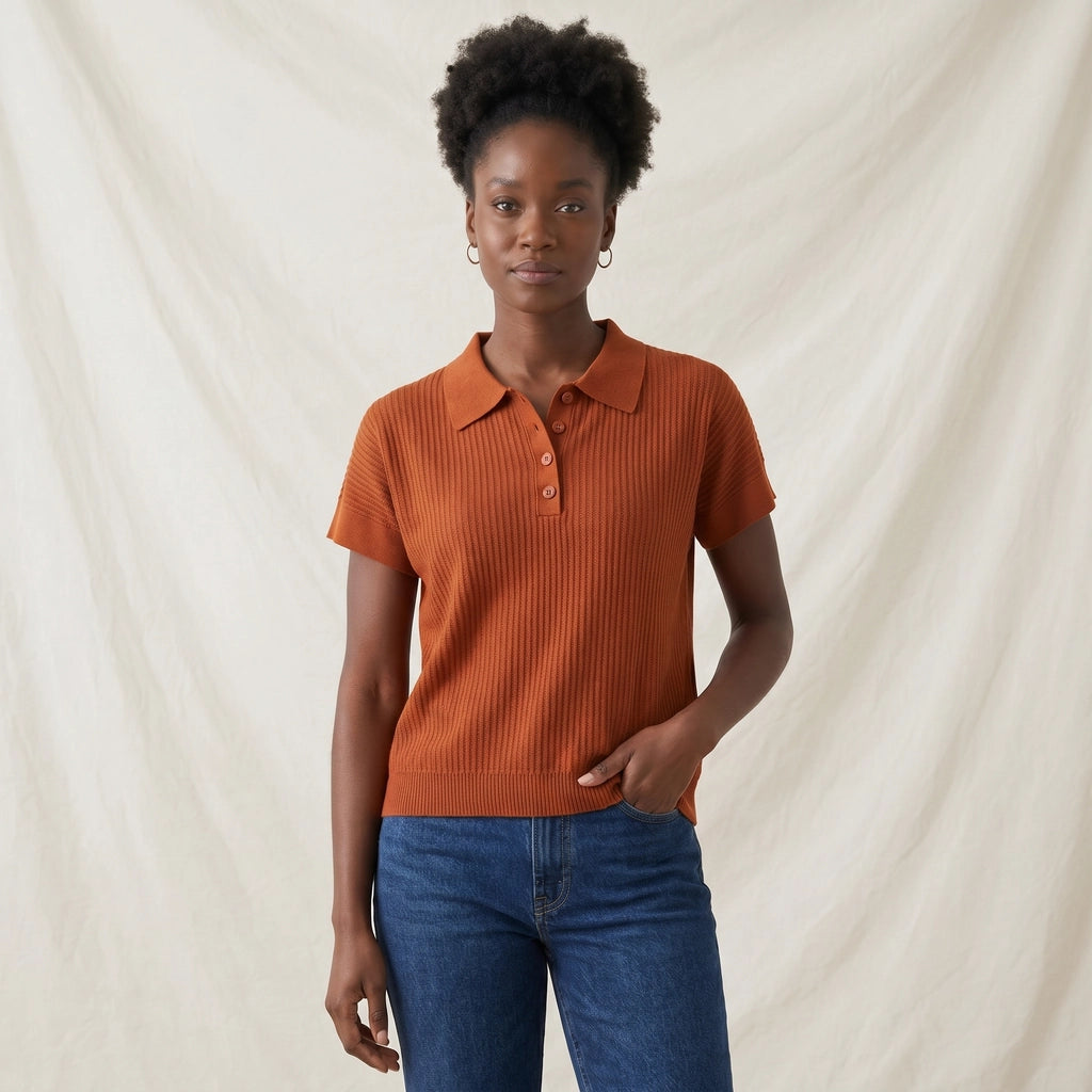 Caramel Warren Tencel Knit Polo 2