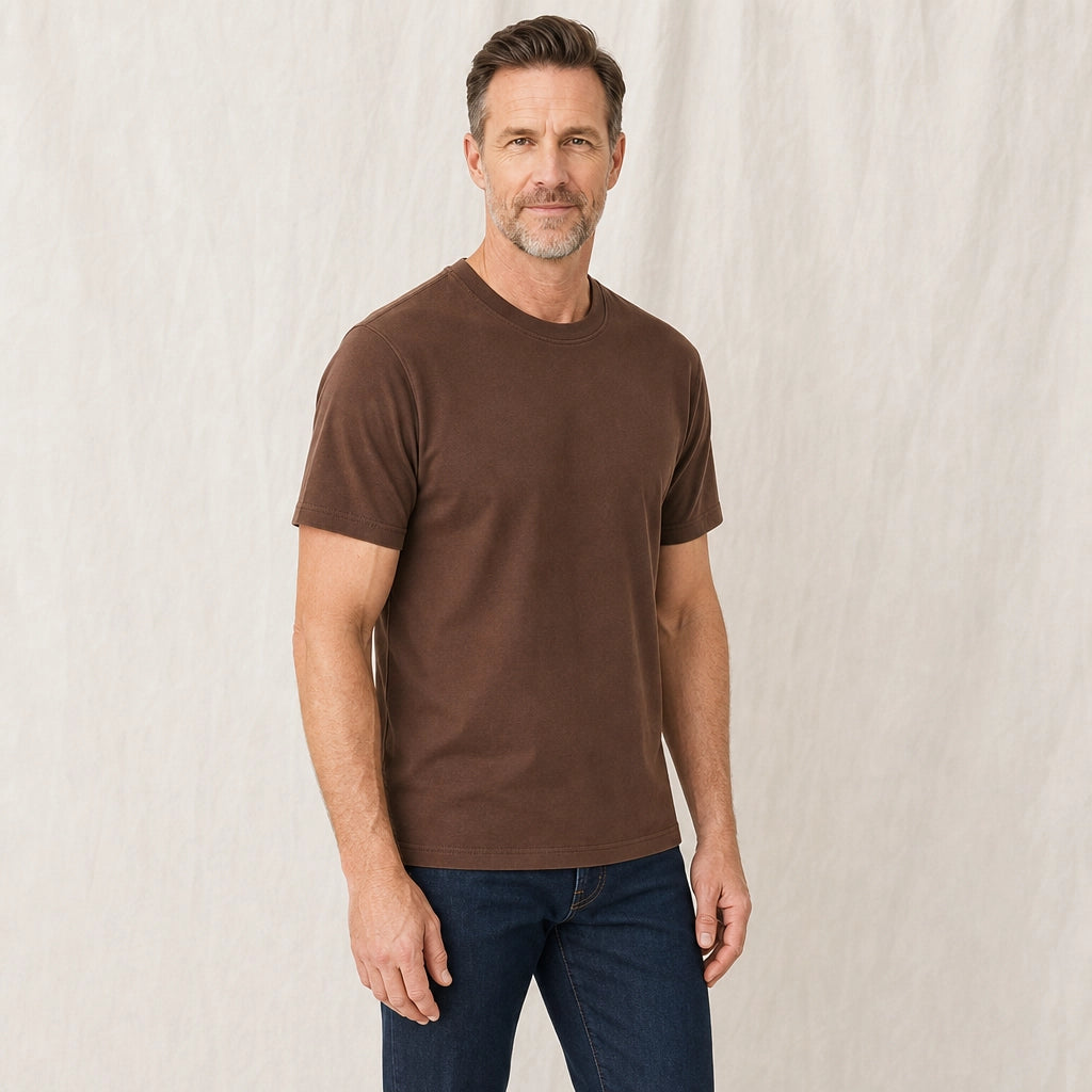 Dark Brown Anson Brushed Cotton Tee 3