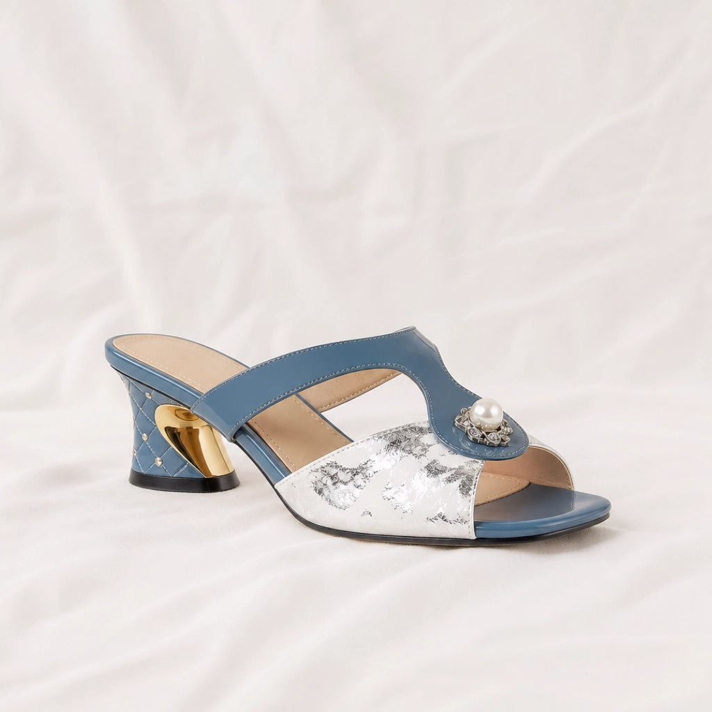 Bronson Rhinestone Block-Heel Mules