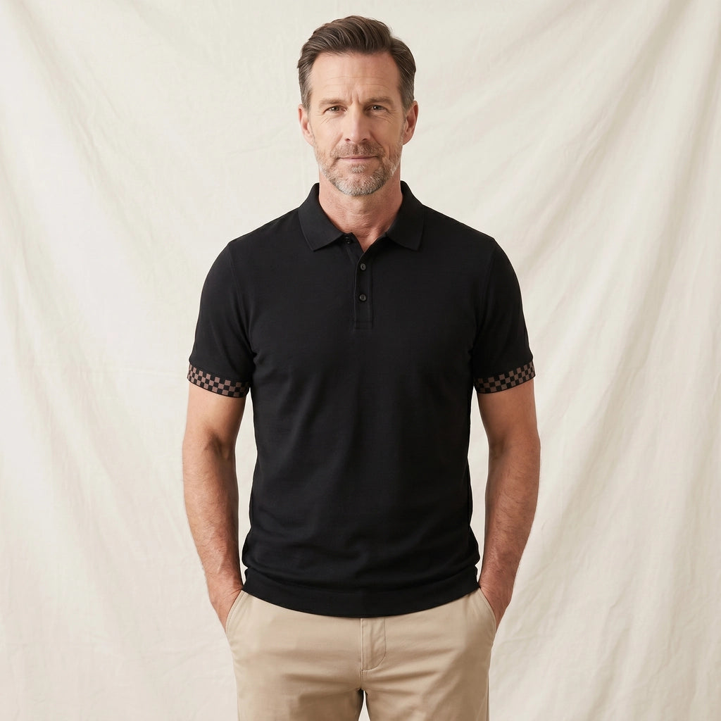 Black Isabel Silk Knit Polo 1