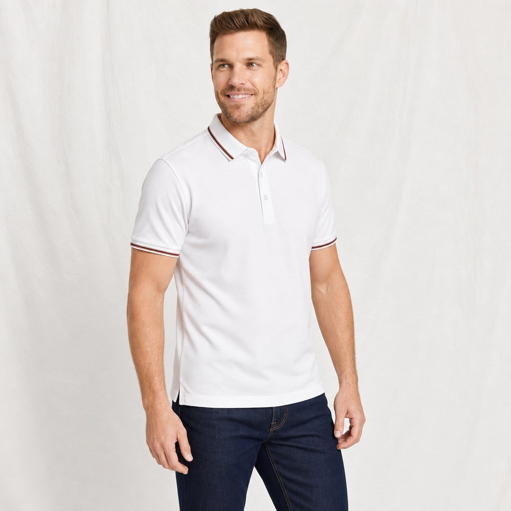 White Buchanan Silk Blend Polo Shirt 1