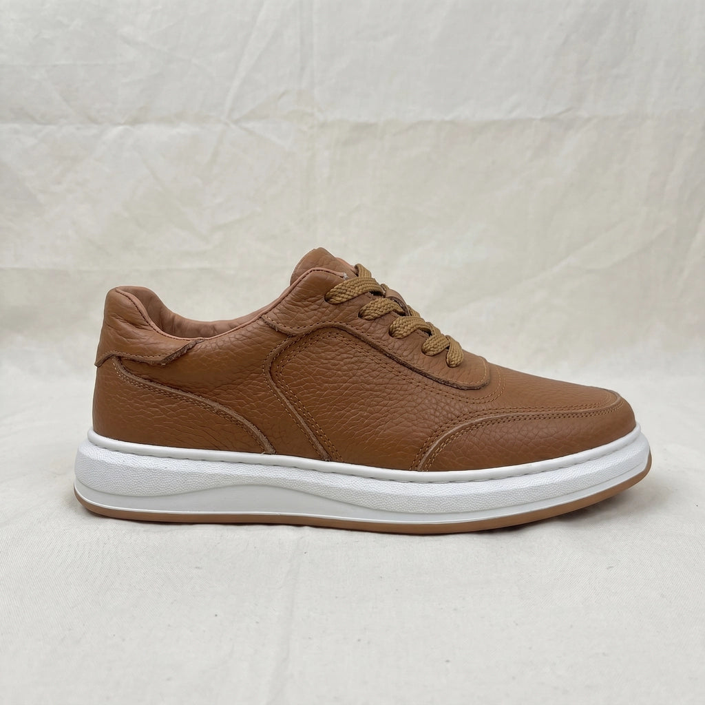 66709 Brown Burton Leather Low-Top Sneakers 1