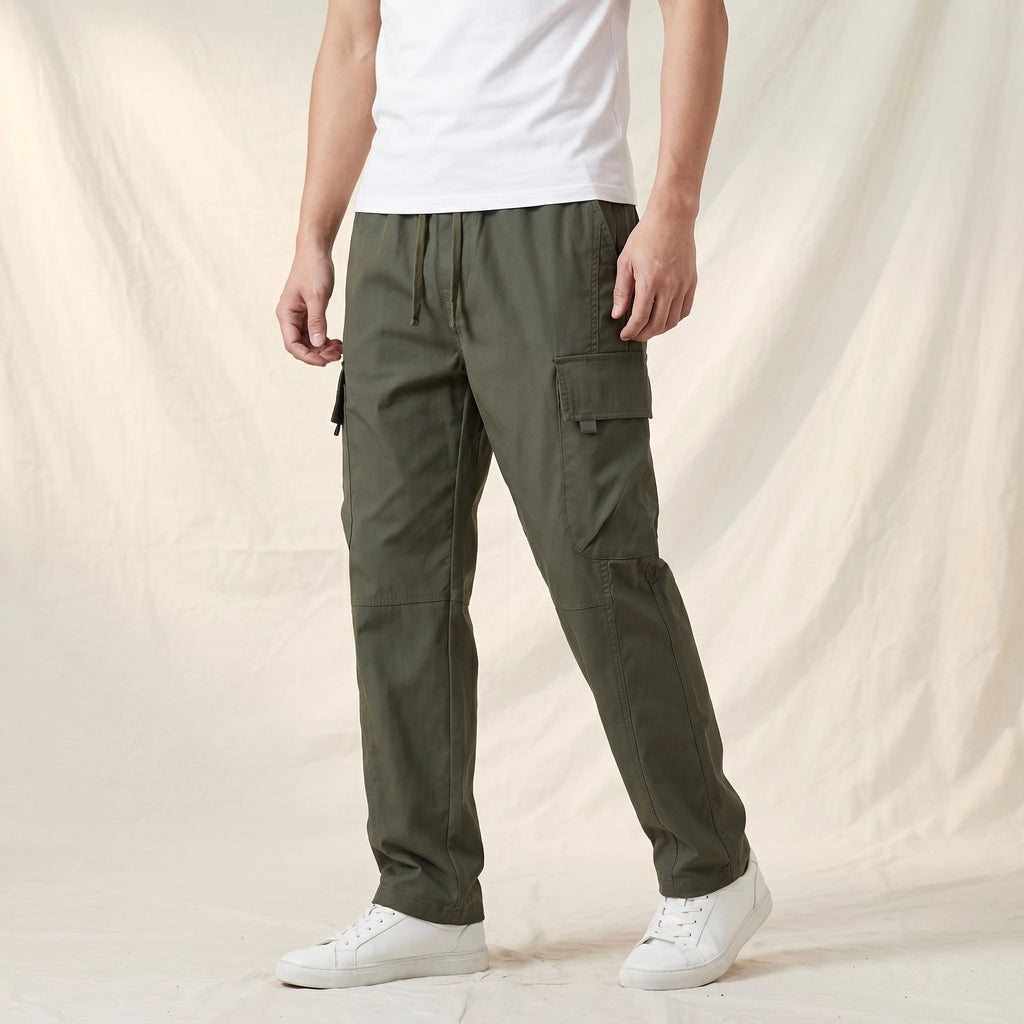 Army Green Nathaniel Straight Cargo Trousers 8