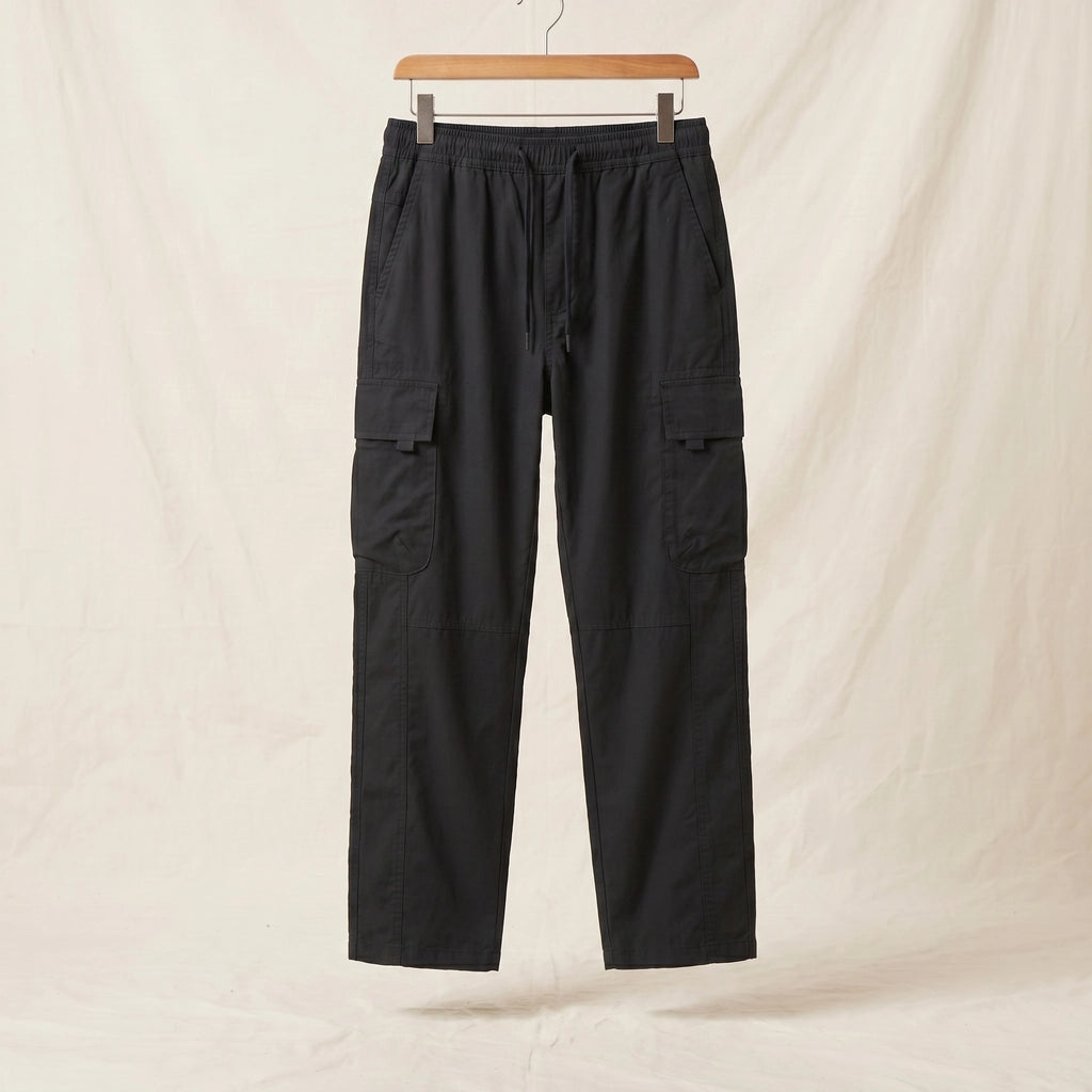 Black Nathaniel Straight Cargo Trousers 4