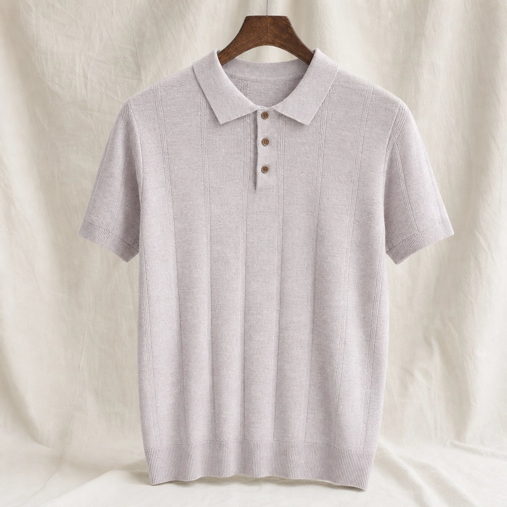 Light purple Carlisle Ribbed Knit Polo Shirt 1