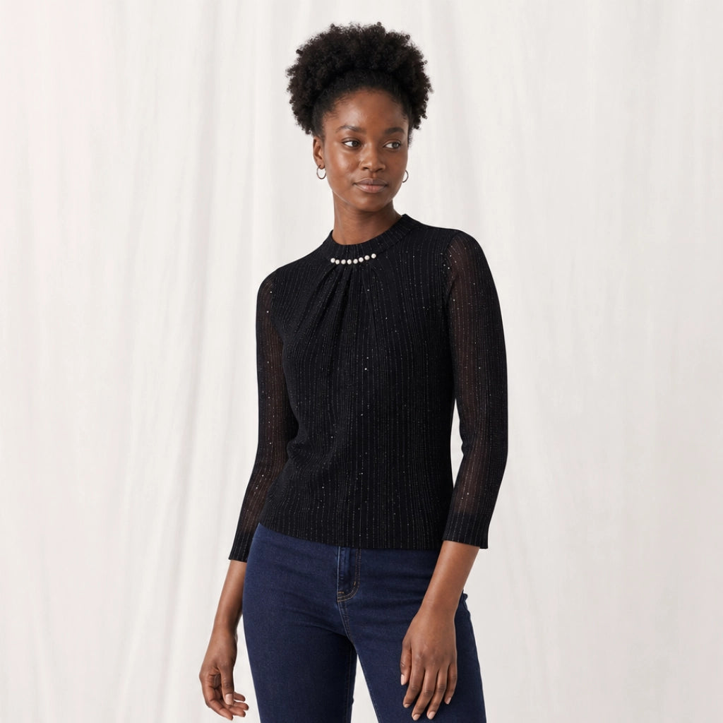 Blythe Striped Mock Neck
