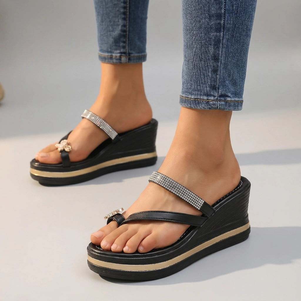 Black Hooper Toe-Loop Sandals 1