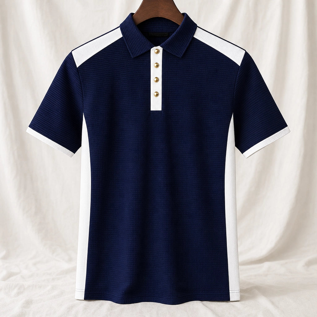 Navy Wellington Contrast Slim Henley 1