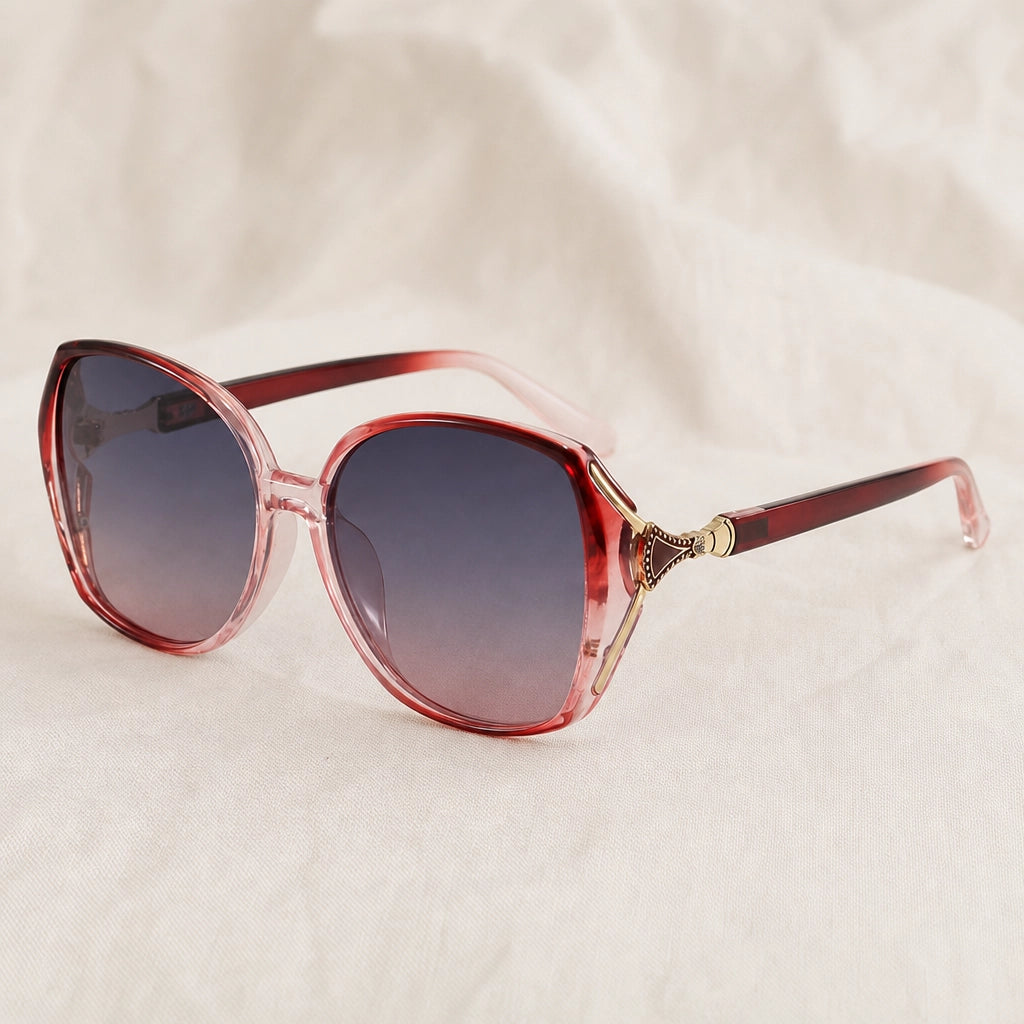 Red Pink Frame Grey Pink Lens Doyle Oversized Polarized Shades 1