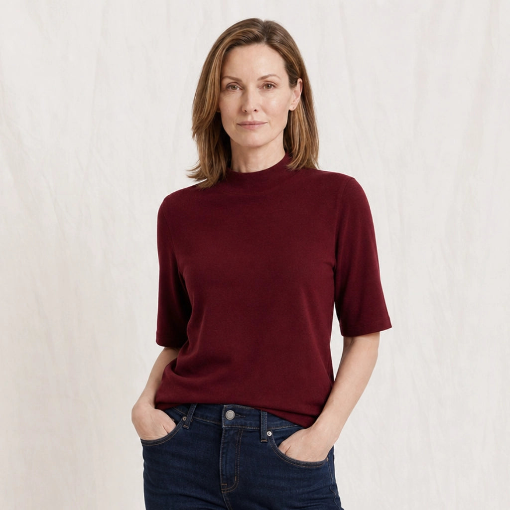 Lydia Mock-Neck Knit Top