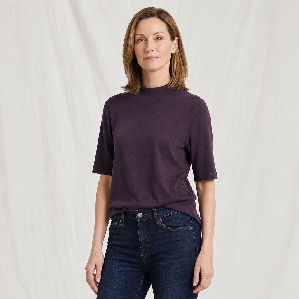 Nightshade Purple Lydia Mock-Neck Knit Top 2