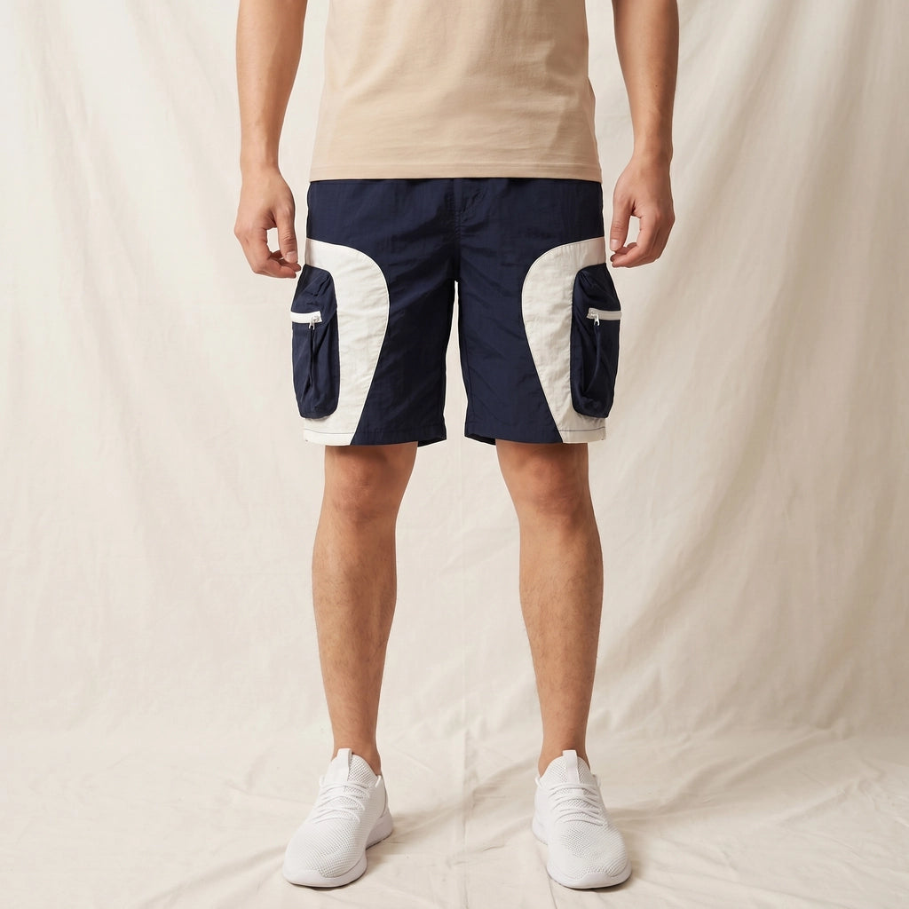 White Lionel Panelled Mesh Shorts 1