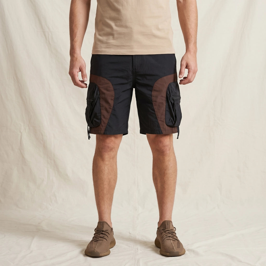 Brown Lionel Panelled Mesh Shorts 1