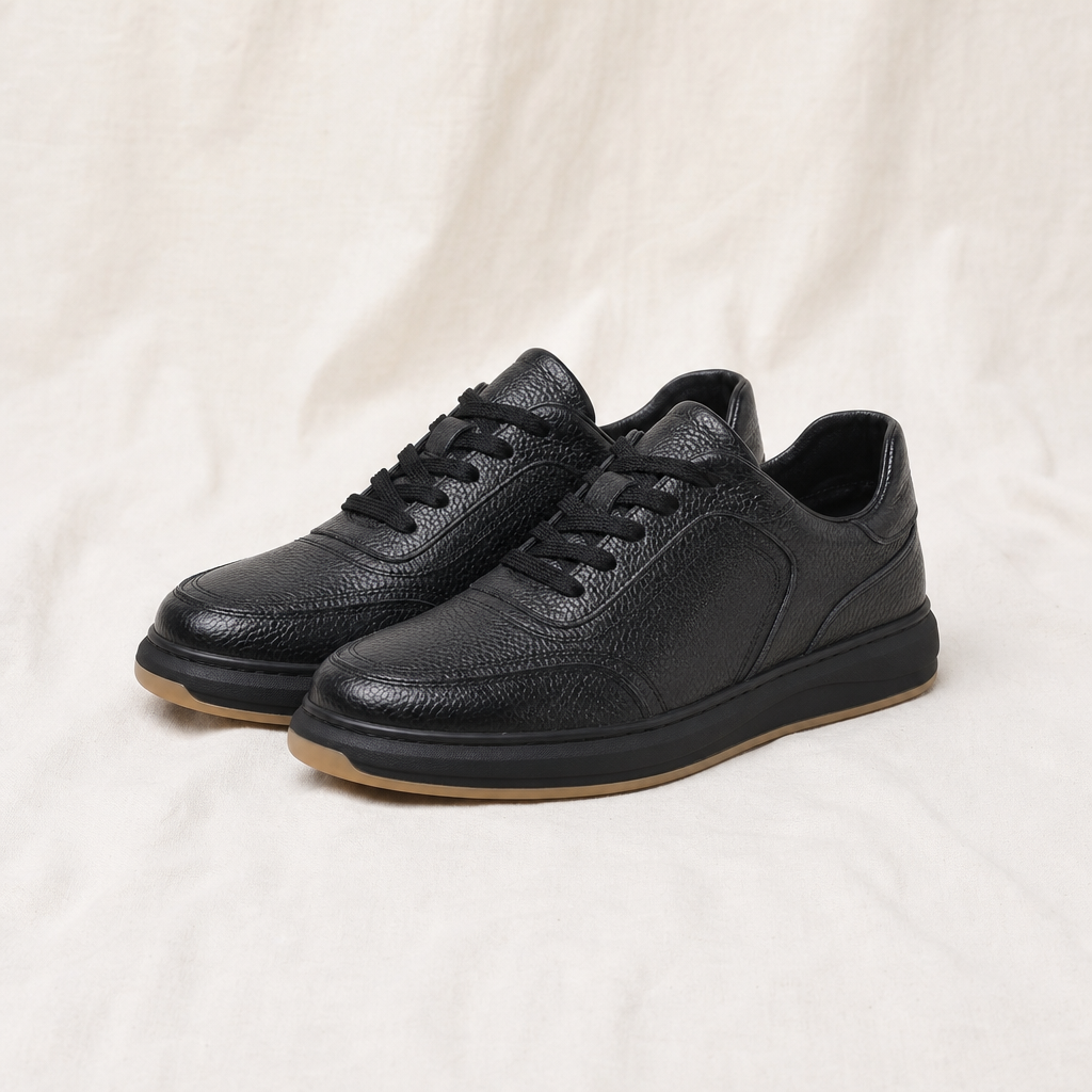 David | Mens Leather Low Top Trainers