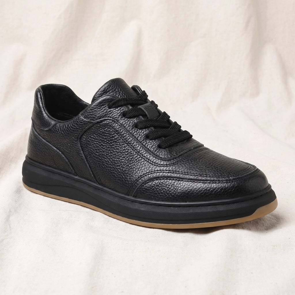 David Leather Low-Top Sneakers - Color:66709 Black;Size:38