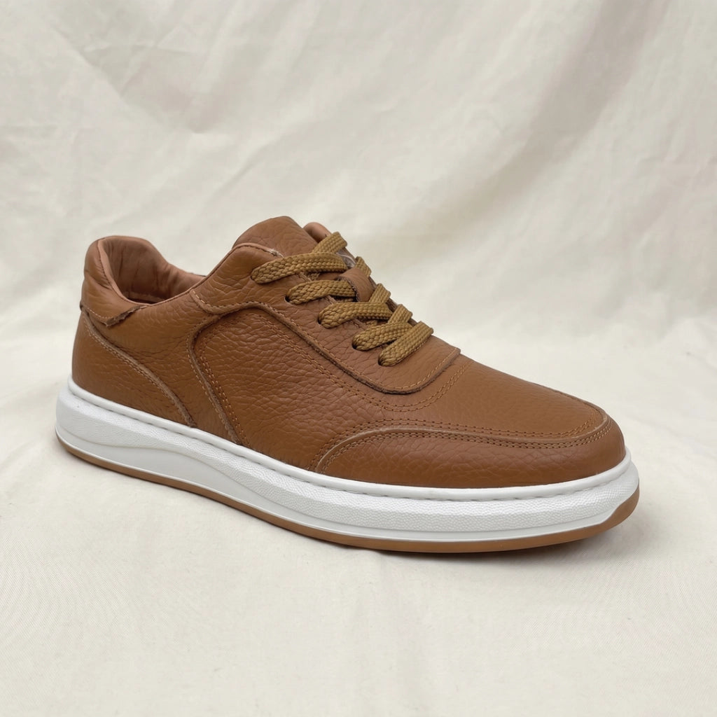 David Leather Low-Top Sneakers - Color:66709 Brown;Size:38