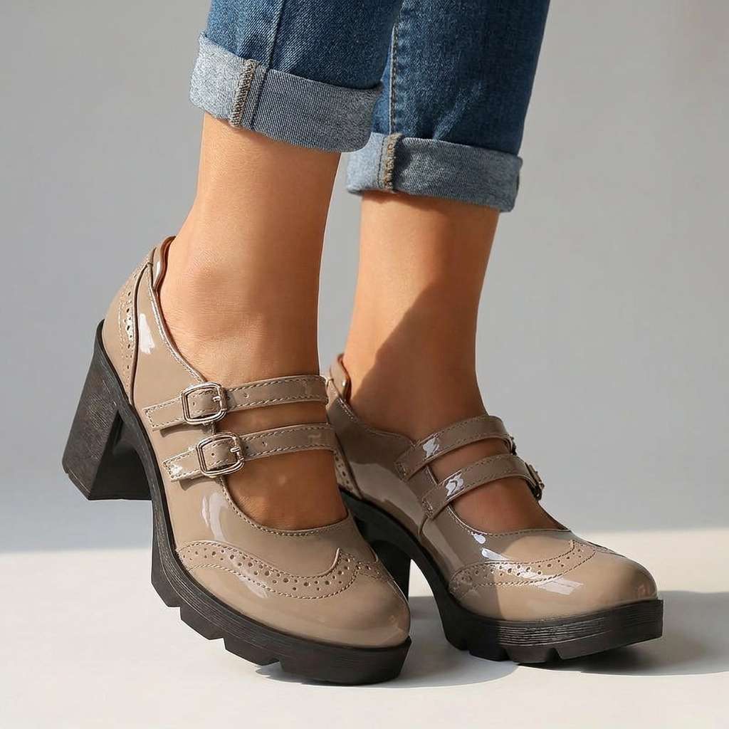 Clarissa | Womens Brogue Block Heels