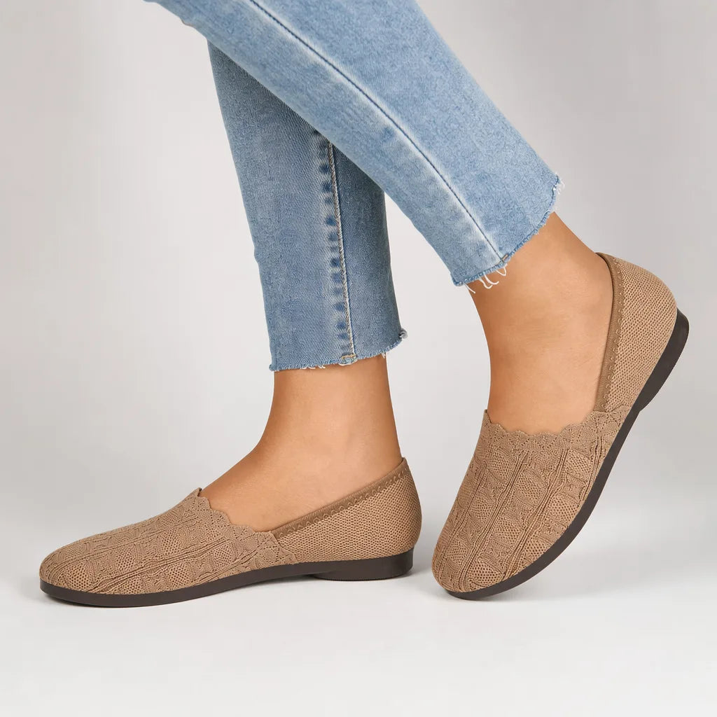 Abby Mesh Slip-On Flats - Color:Brown;Size:36