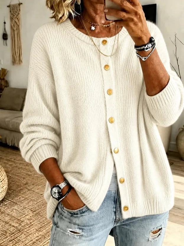 Abigail | Women's Soft Knitted Cardigan  - Color:Beige;Size:XS