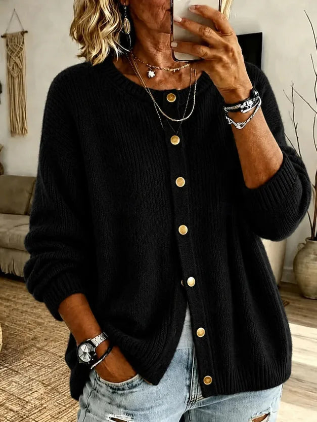 Abigail | Women's Soft Knitted Cardigan  - Color:Black;Size:XS