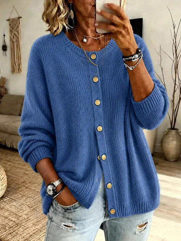 Abigail | Women's Soft Knitted Cardigan  - Color:Blue;Size:XS