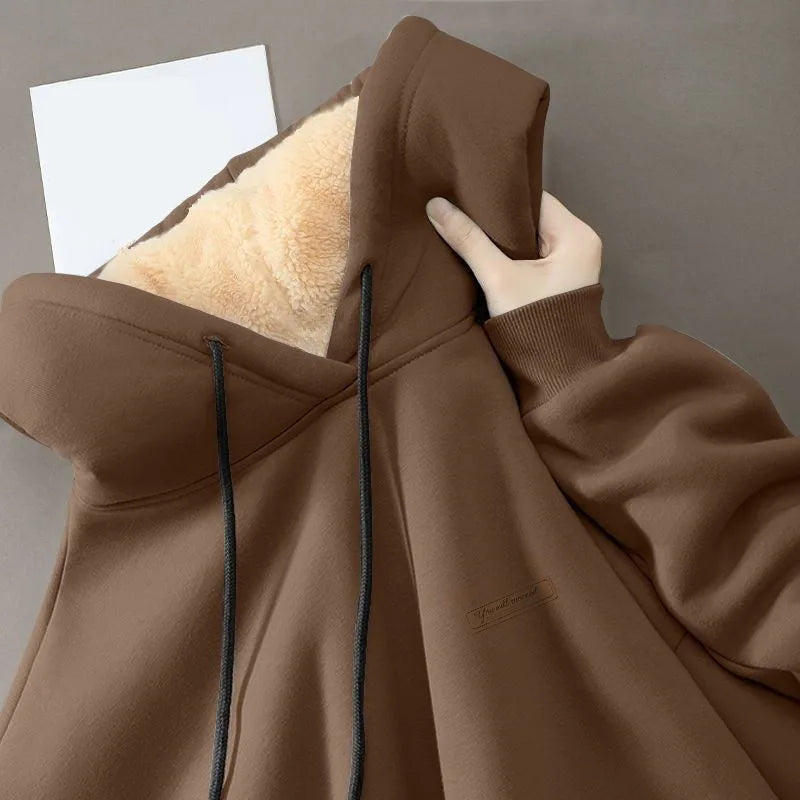 Adair | Women's Fleece Lined Hoodie - Color:Brown;Size:S