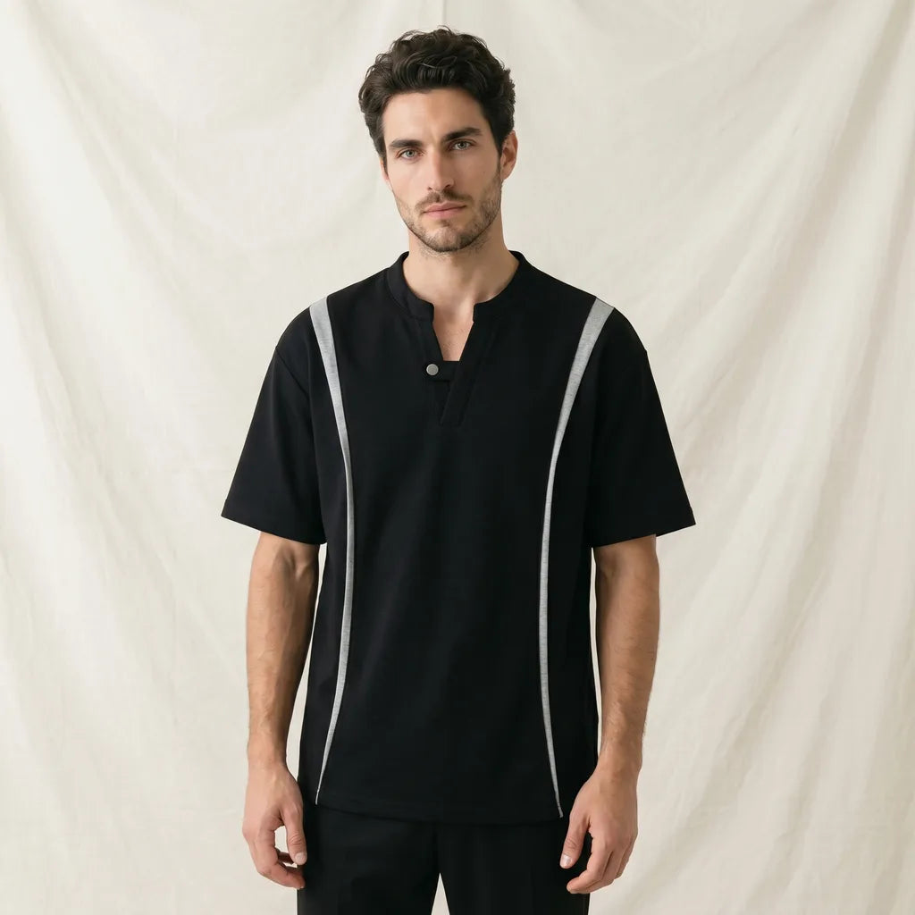Men's Black Bridget Colorblock V-Neck T-Shirt