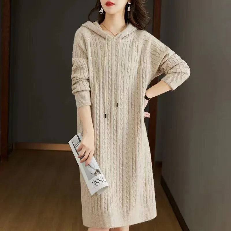 Adelaide | Women's Jumper Dress - Color:Beige;Size:S