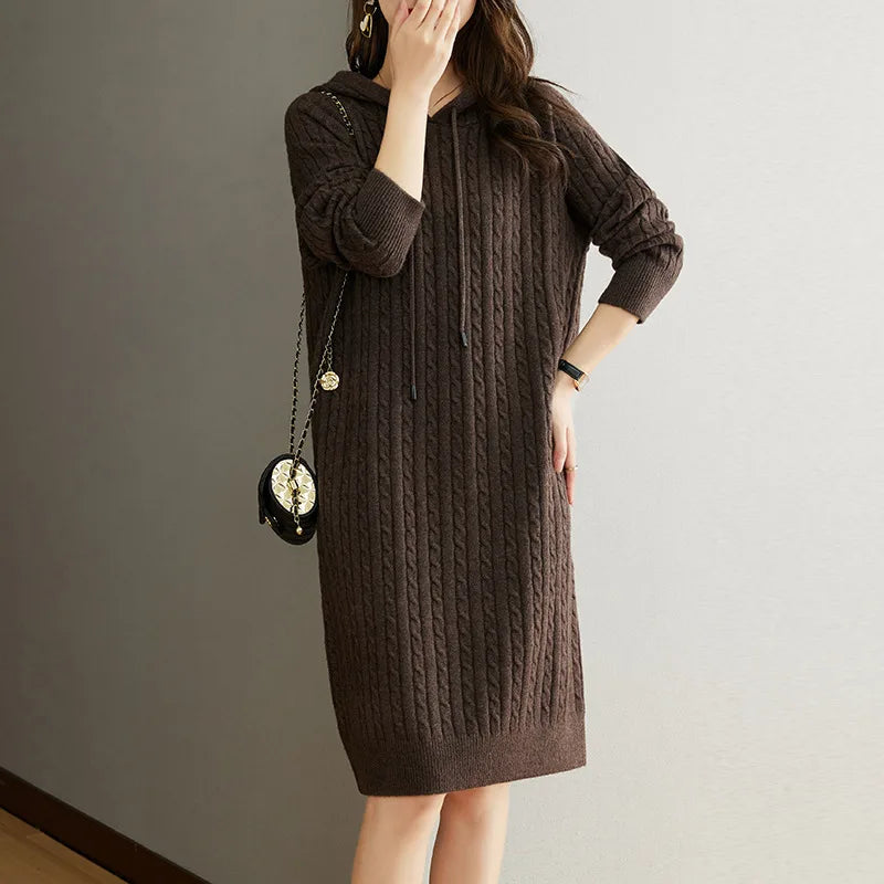 Adelaide | Women's Jumper Dress - Color:Brown;Size:S