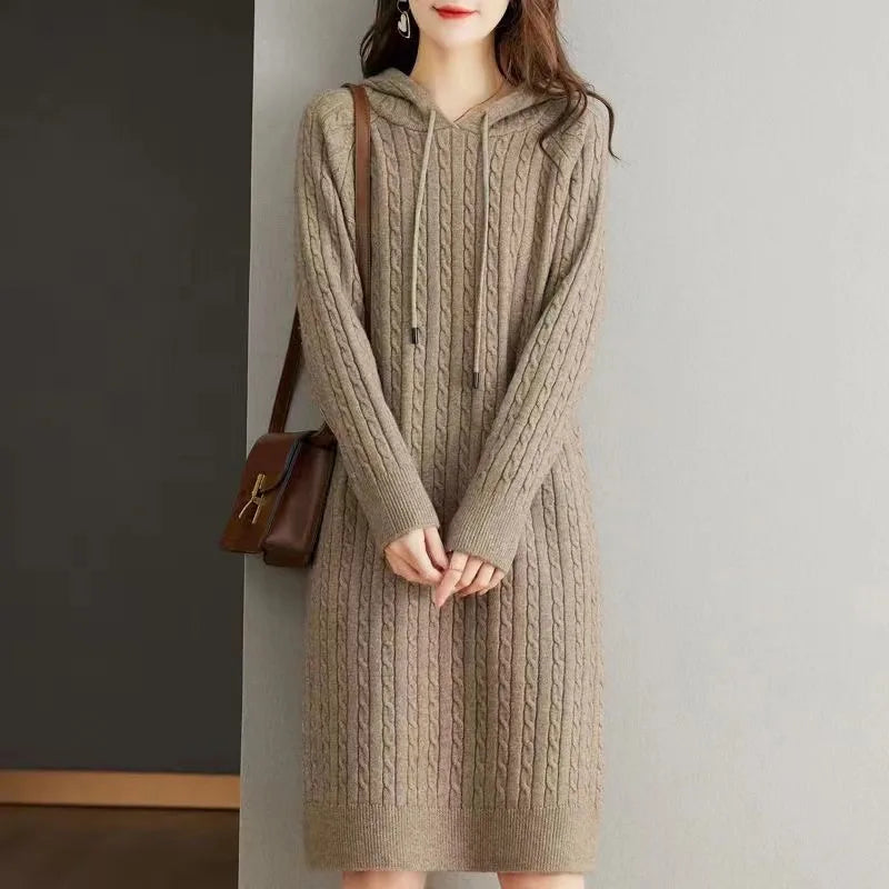 Adelaide | Women's Jumper Dress - Color:Camel;Size:S