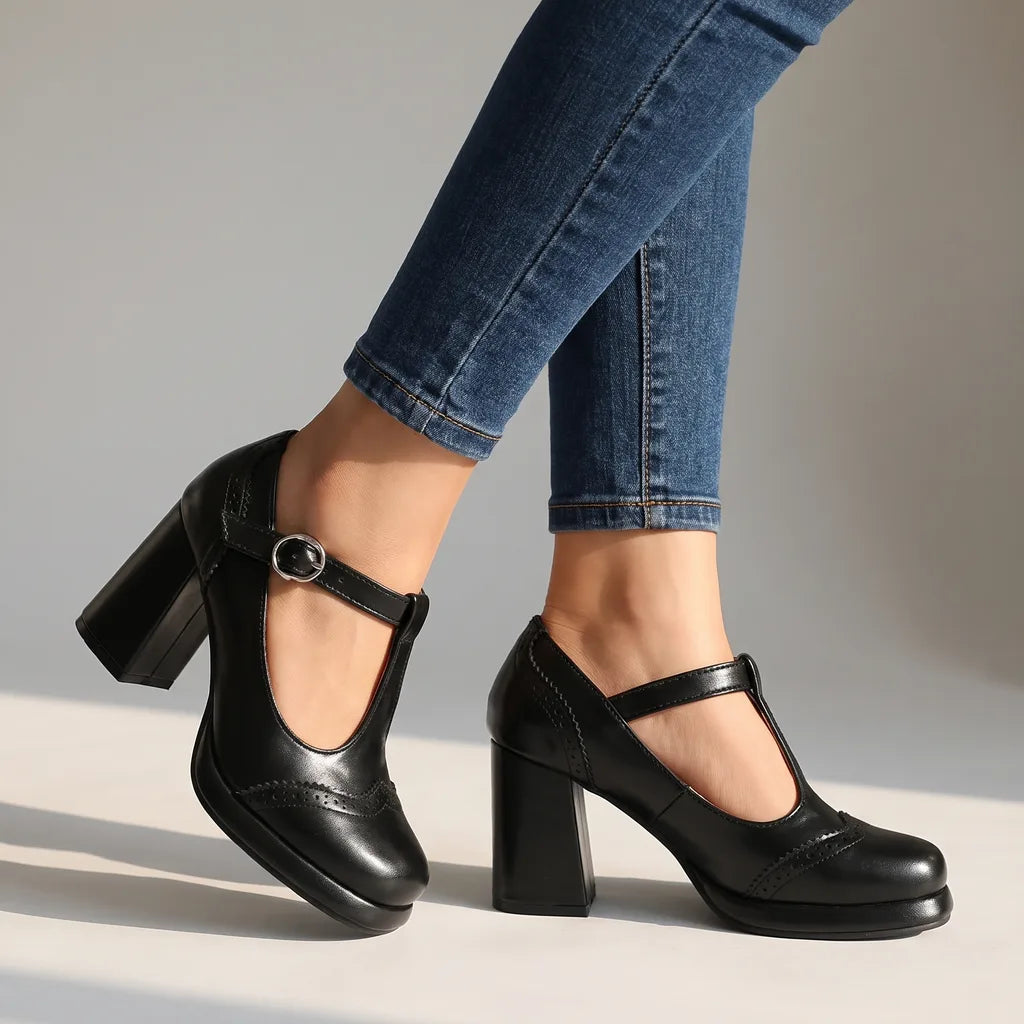 Alannah | Women's Mary Jane Heels   - Color:Black;Size:35