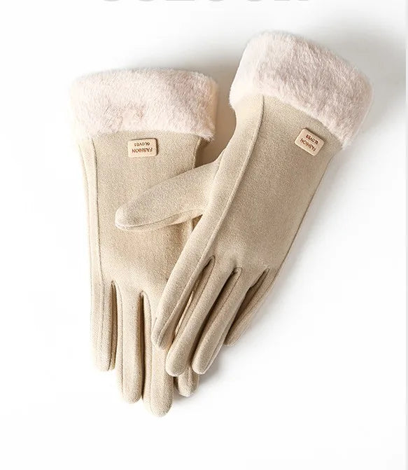 Alessia | Women's Practical Winter Gloves  - Color:Beige